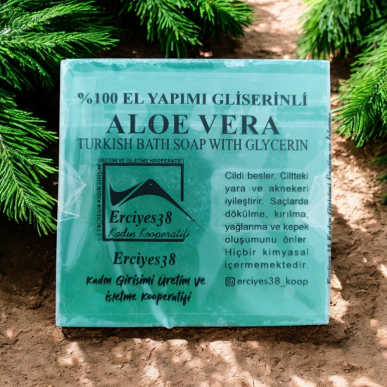 %100 El Yapımı Gliserinli Aloe Vera Sabunu | Doğal Nemlendirici ve Rahatlatıcı – 100 gr